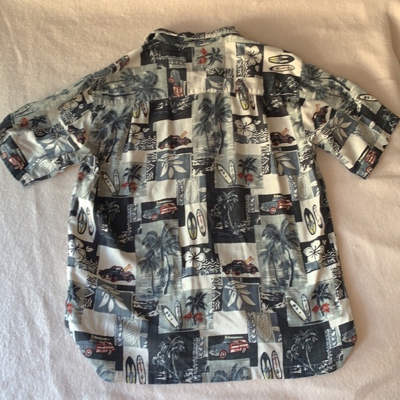 Paradise Blues Silk Blend Casual Button Down Size Large Surfboard Pattern - Picture 2 of 6